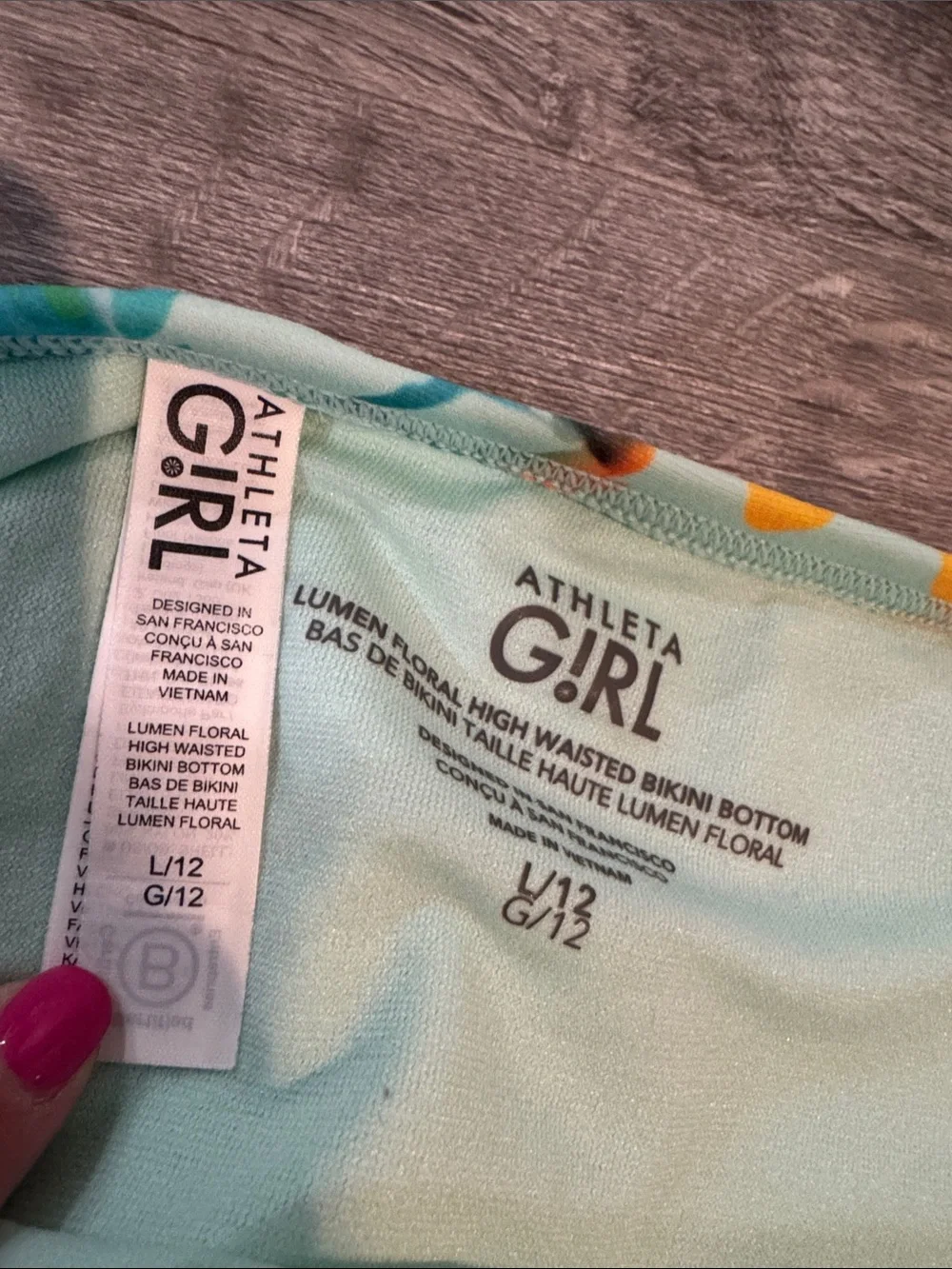 Athleta Girl Lumen Floral Aqua Bikini Swim Set Shorts Briefs Size 12